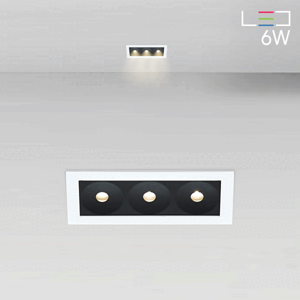 [LED 6W] 트로이카 3구 매입등/라인조명 (타공:95x35)
