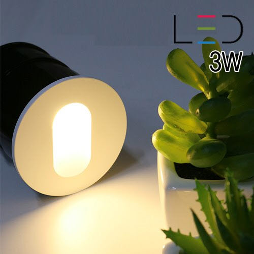 [LED 3W] 원형 계단매입등 벽등 (실내/외 겸용)